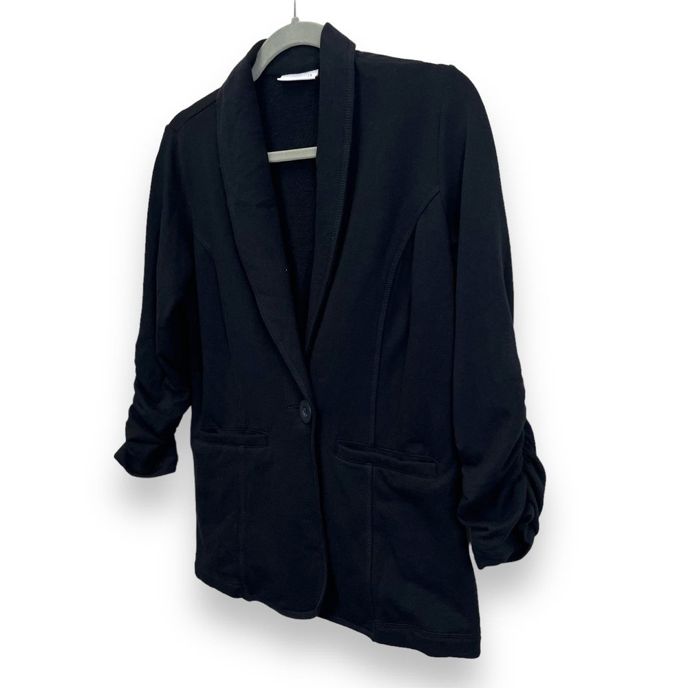 Susan Graver Jacket Womens XXS Black Cotton Single Button Casual Blazer Y2K - Picture 5 of 11